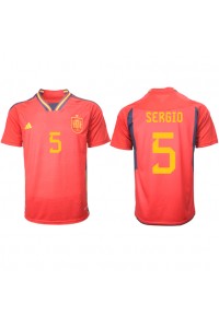 Fotbalové Dres Španělsko Sergio Busquets #5 Domácí Oblečení MS 2022 Krátký Rukáv
